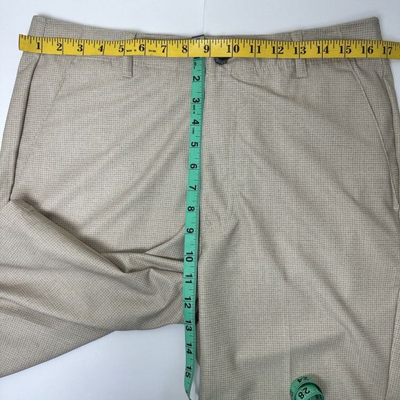 Pebble Beach Comfort Flex Performance Short Chino Bermuda Sz 32 Gold Checker - Picture 6 of 9